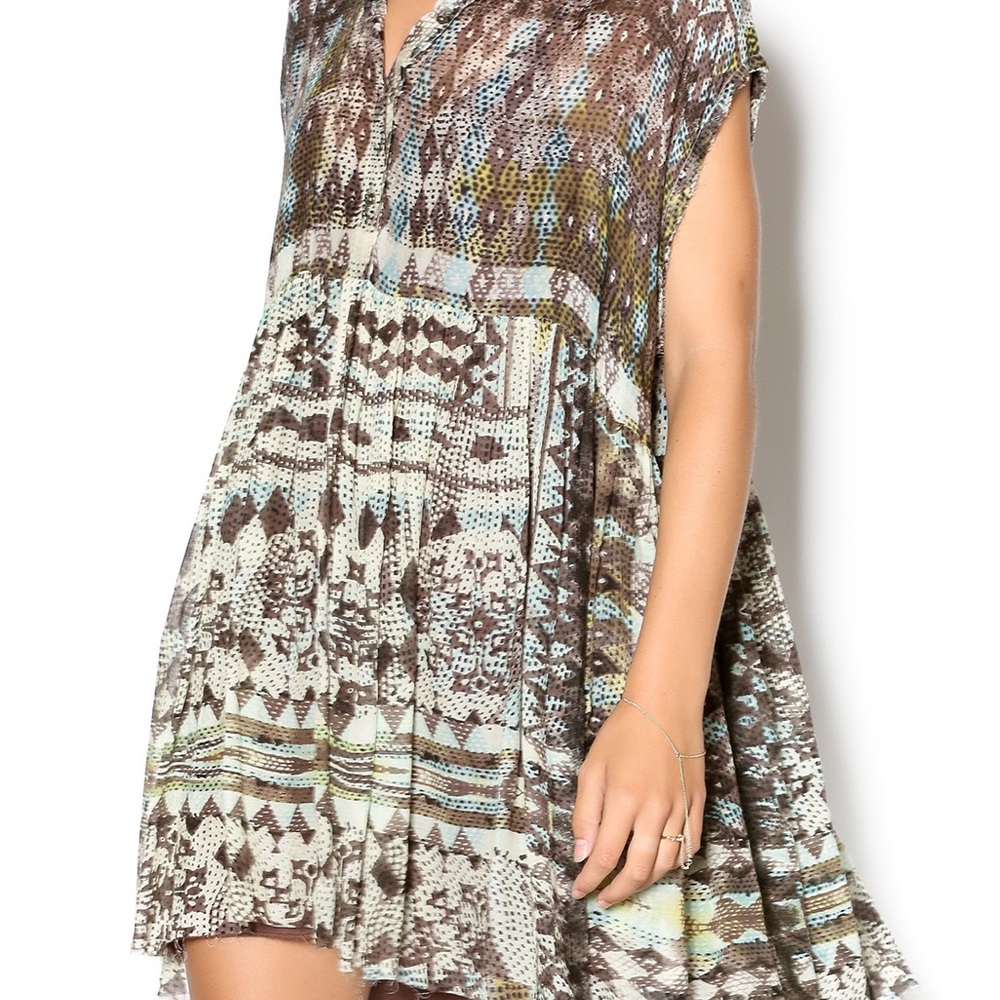 Free People Brown and Cream Tunic Top - Picture 2 of 7